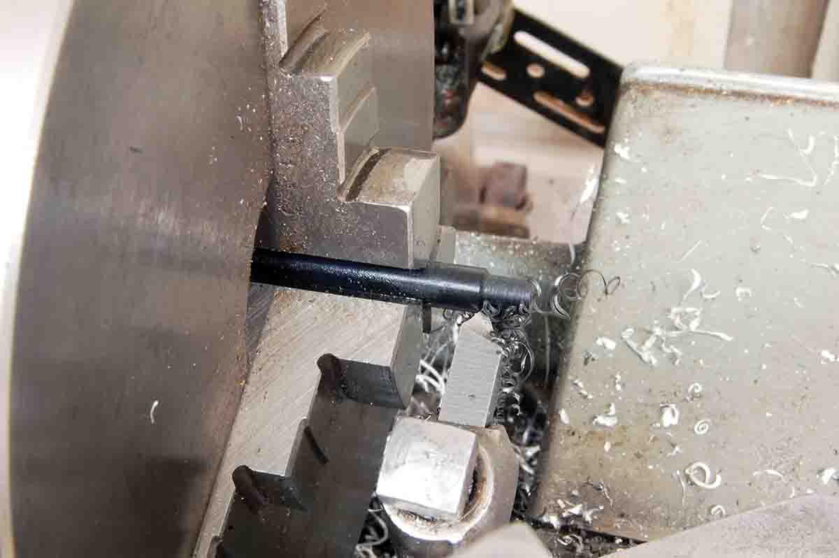 Turning the acetal “primer” that will cushion firing pin blow.